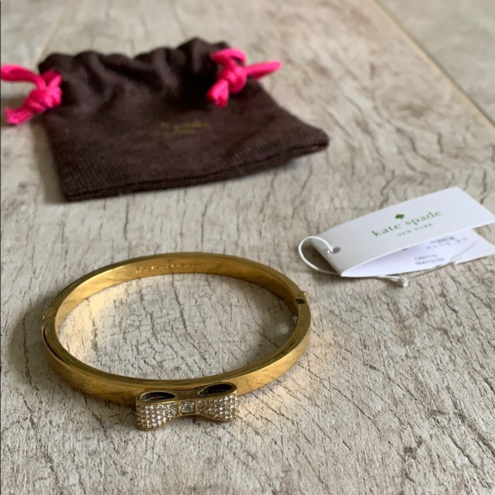 NWT Kate Spade Ready Set Bow Clear Gold Bracelet